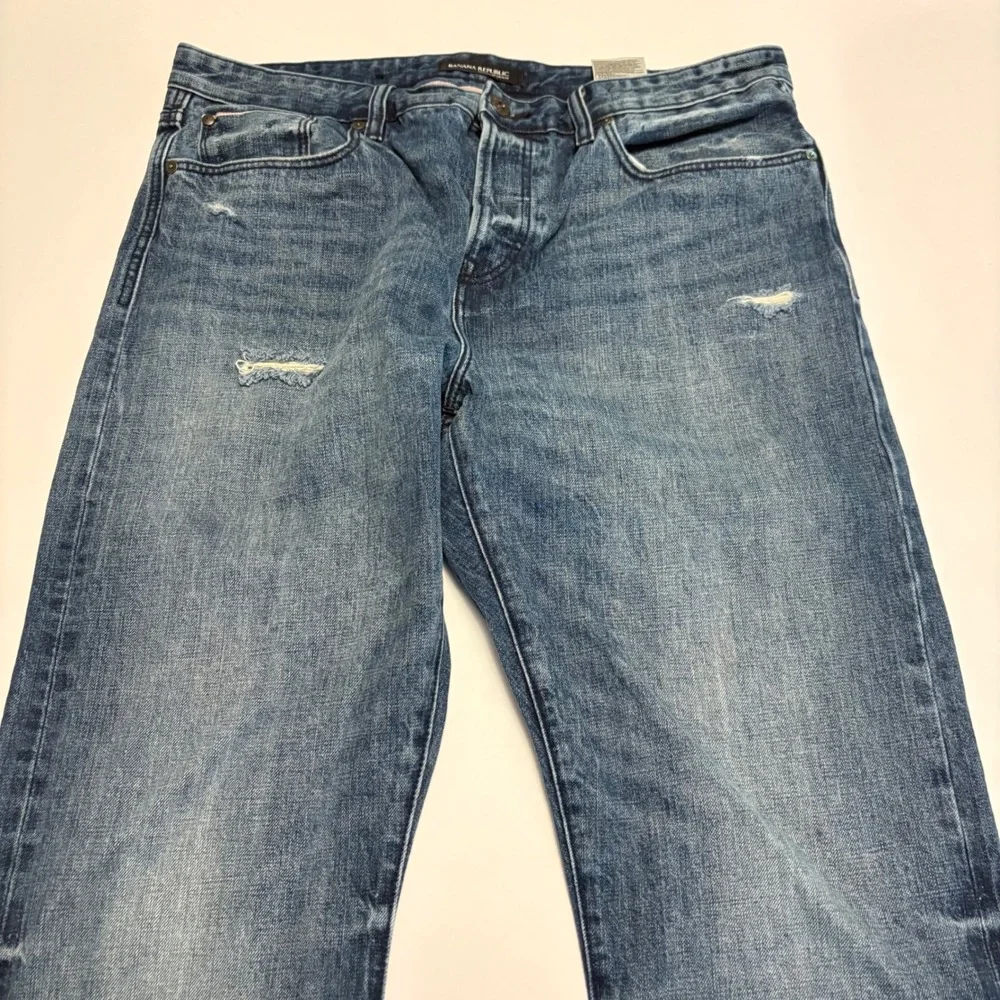 Banana Republic Slim Jeans Mens 36x30 Blue Premium Denim Button Fly 100% Cotton